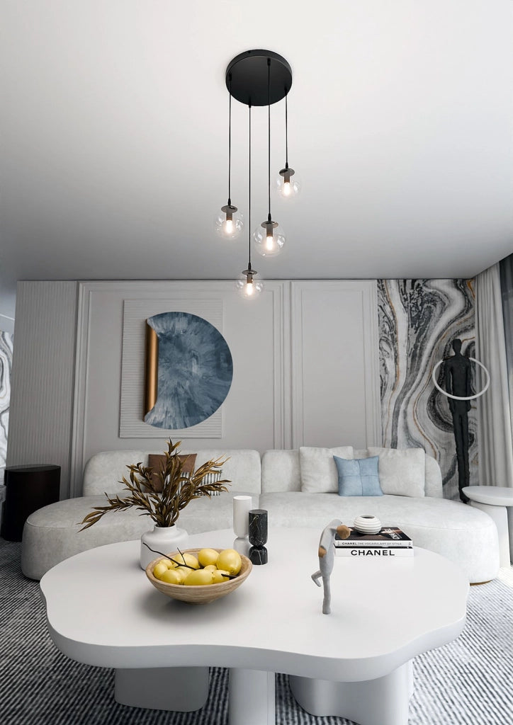 Lampadario Emibig Cosmo 4xE14 nero vetro trasparente