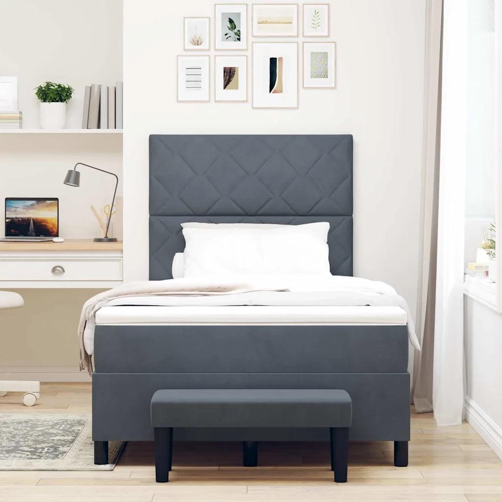 Letto a molle con testiera Grigio scuro 200 x 120 cm Velluto 3344571