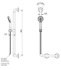 Set saliscendi doccia con maniglione, completo