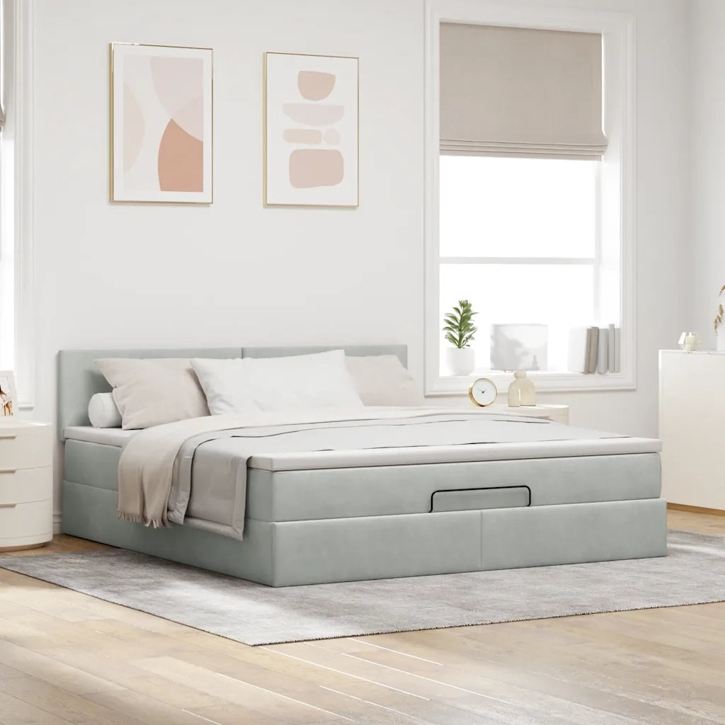 Struttura Letto Pouf con Materasso 180x200 cm in Velluto 3312566