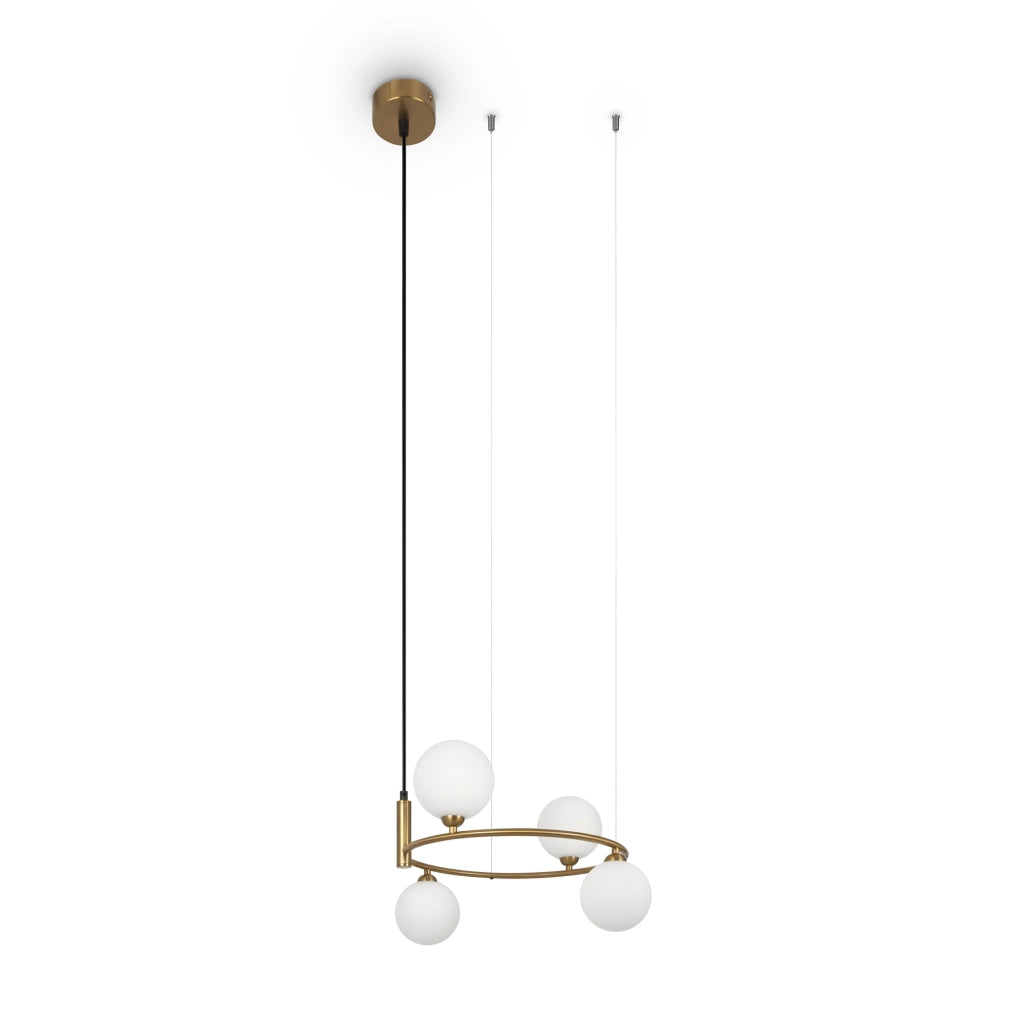 Maytoni Lampadario contemporaneo Ring 4 luci G9 ottone metallo vetro