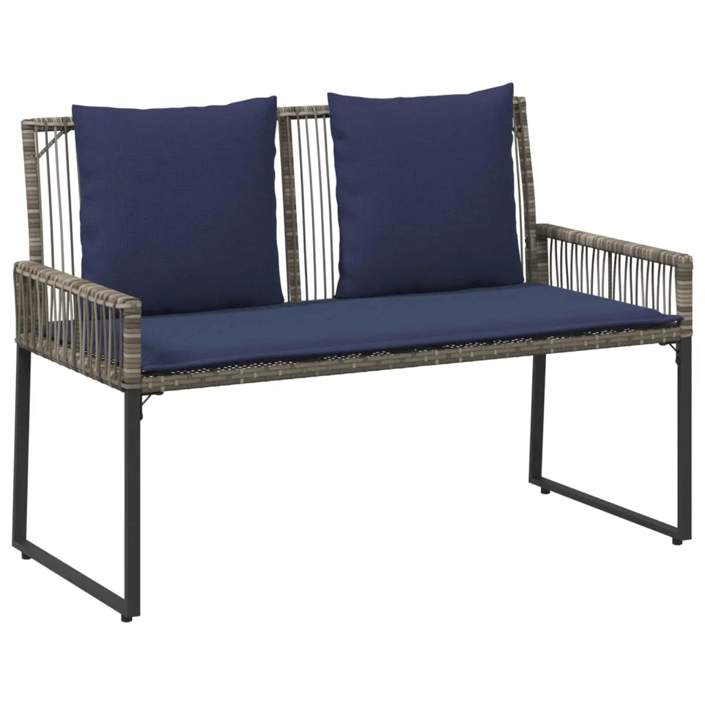 Set di Mobili da Esterno 9 pcs Grigio e Blu Navy polyrattan