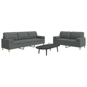 vidaXL Set di Divani 2 pz con Cuscini Grigio Scuro in Tessuto