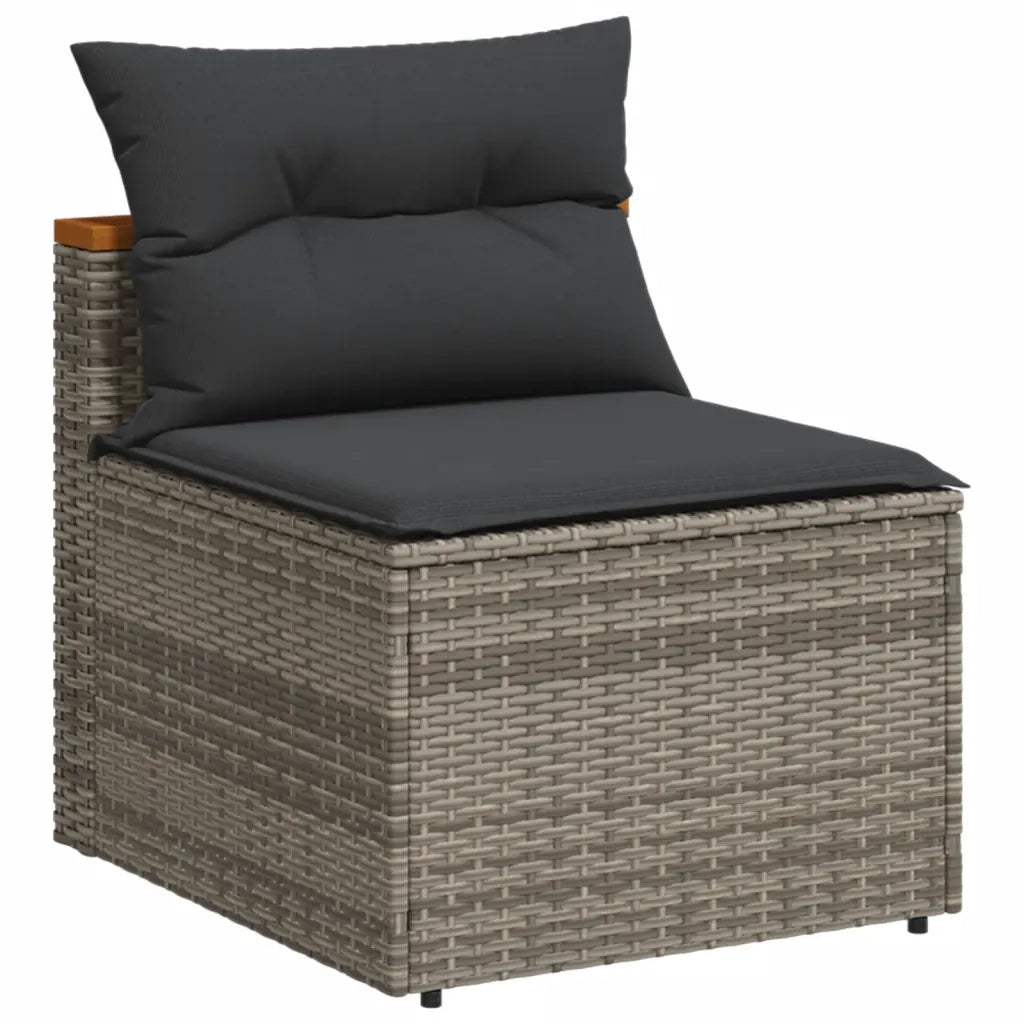 Divani Giardino Senza Braccioli con Cuscini 2 Grigi Polyrattan 365833