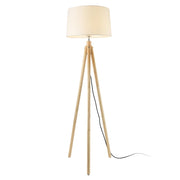 Lampada da terra con paralume in legno metallo e tessuto con finitura in legno e bianco 153 cm 03_0002432
