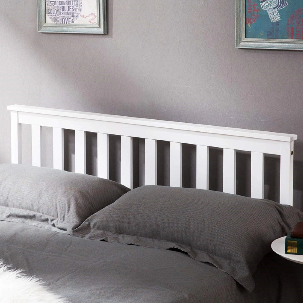 Letto per Adulti; Letto Matrimoniale 140×200 cm con Struttura Stabile; senza Materasso; in Legno Massello; Bianco