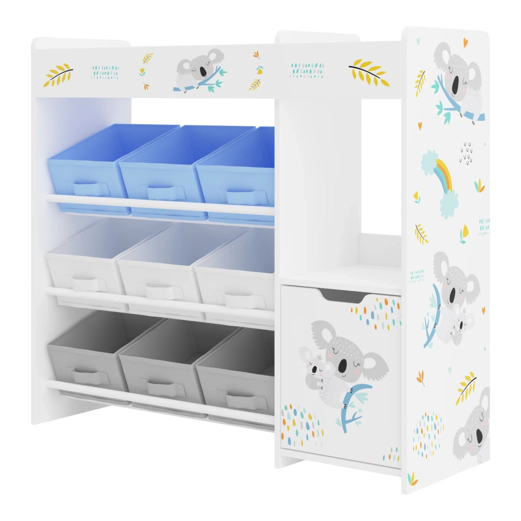 Scaffale dal design senza tempo per soggiorno camera da letto mobiletto portaoggetti per bambini con motivo 80 x 90 x 30 cm bianco grigio blu 03_0011221