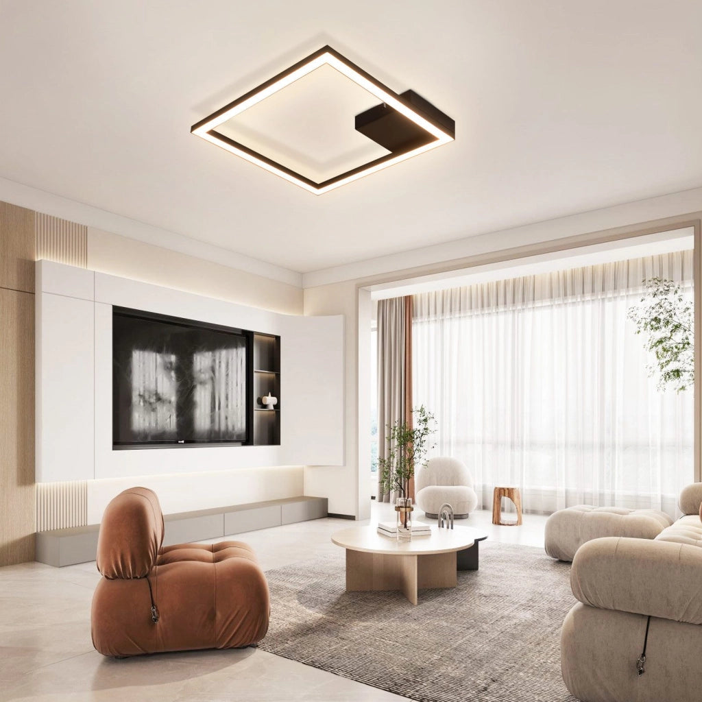 ZMH Lampada da soffitto plafoniera LED quadrata nera 3000K moderna per soggiorno corridoio cucina