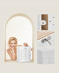 Portagioie Valora bianco con specchio, 5 cassetti e ante laterali