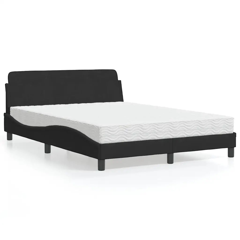 Letto con Materasso-Struttura Letto con Materasso Dover Nero 120x200 cm in Velluto