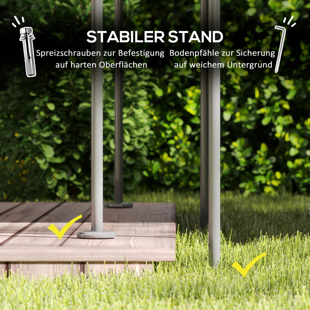 Gazebo da Giardino Tetto Doppio ¨C Xylo ¨C 6 Pannelli Laterali Impermeabile 4x3m Grigio Scuro