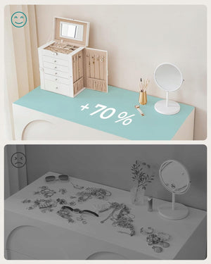 Portagioie Valora bianco con specchio, 5 cassetti e ante laterali