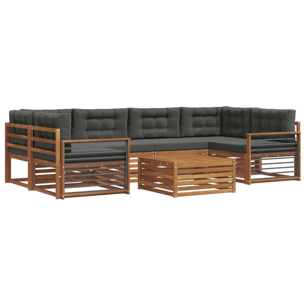 Set di divani da esterno con cuscino 7 pcs Naturale e Antracite 3373112