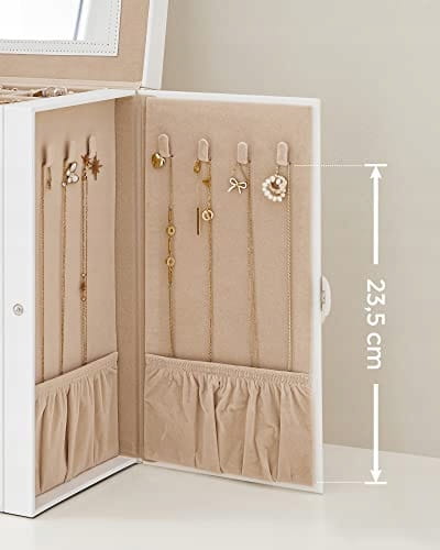 Portagioie Valora bianco con specchio, 5 cassetti e ante laterali