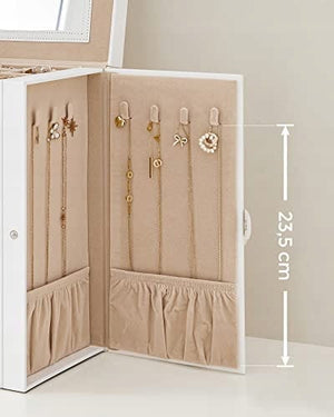 Portagioie Valora bianco con specchio, 5 cassetti e ante laterali