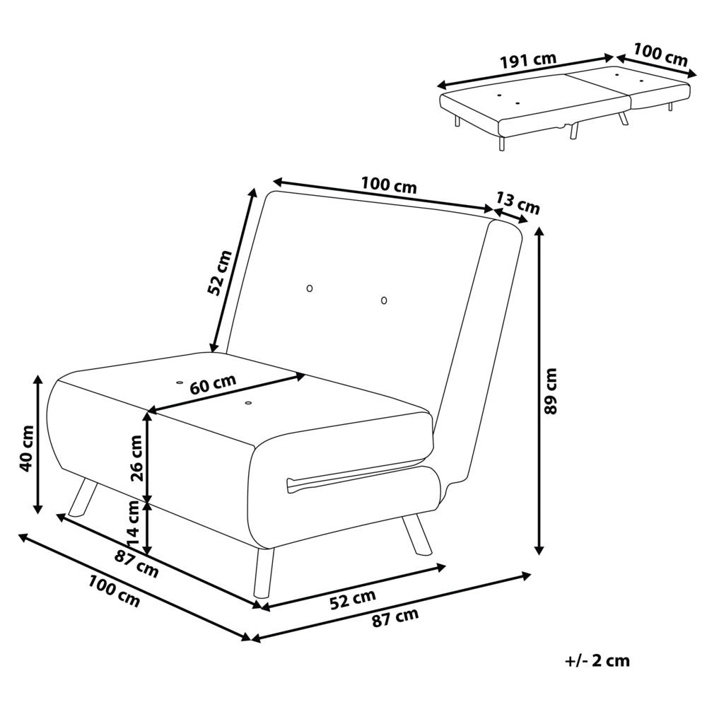 Divano letto con rivestimento in tessuto rosso poltrona letto singola pieghevole