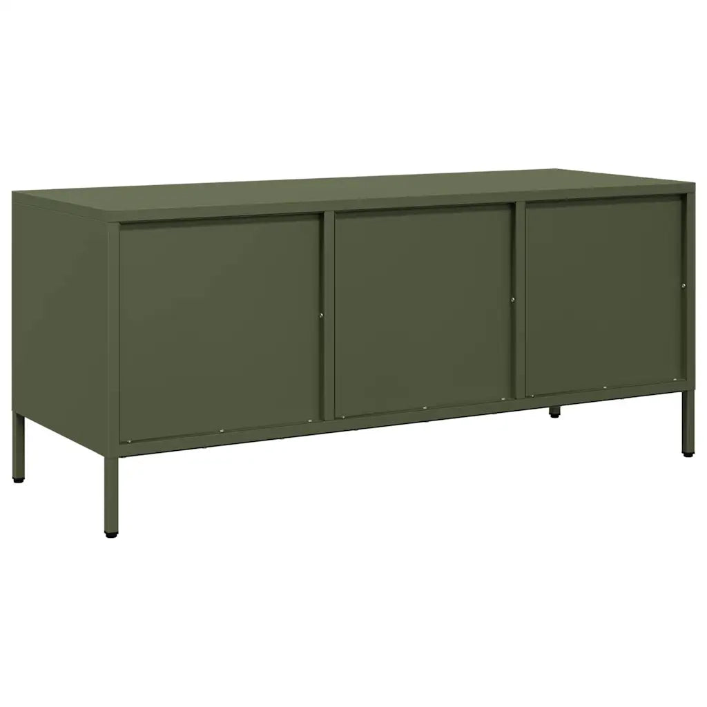 Mobile TV Verde Oliva 101,5x39x43,5cm Acciaio Laminato a Freddo 851230