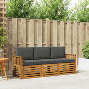 Set divani 3 pcs Naturale e Antracite Legno di Acacia Massello 3374282
