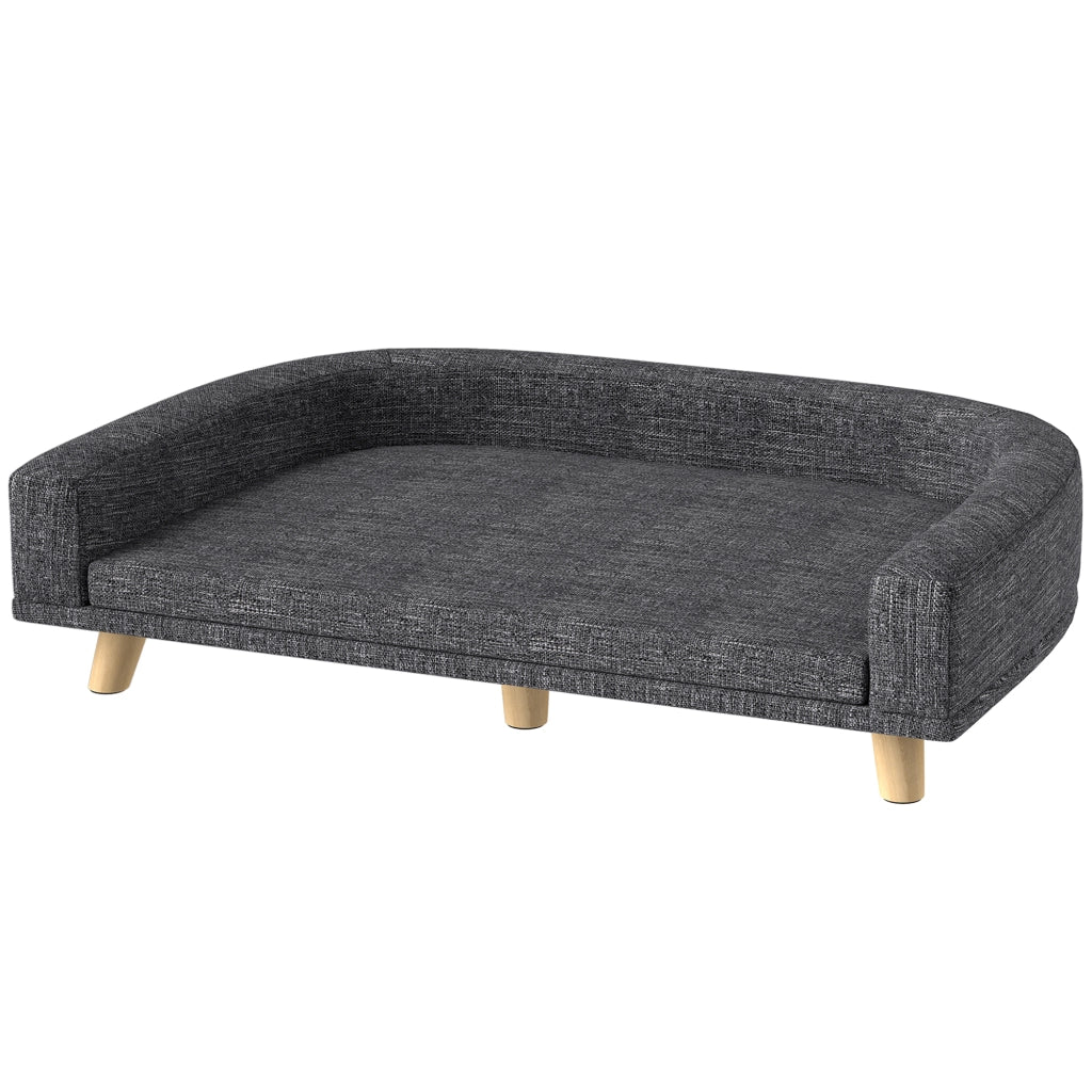 Letto per Cani Grande con Cuscino Lavabile ¨C zephmum ¨C Grigio Scuro Legno 98x67x25