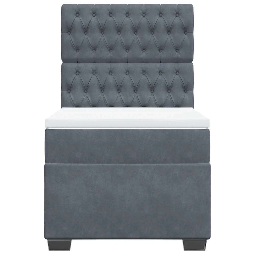 vidaXL Giroletto a Molle con Materasso Grigio Scuro 90x190 cm Velluto