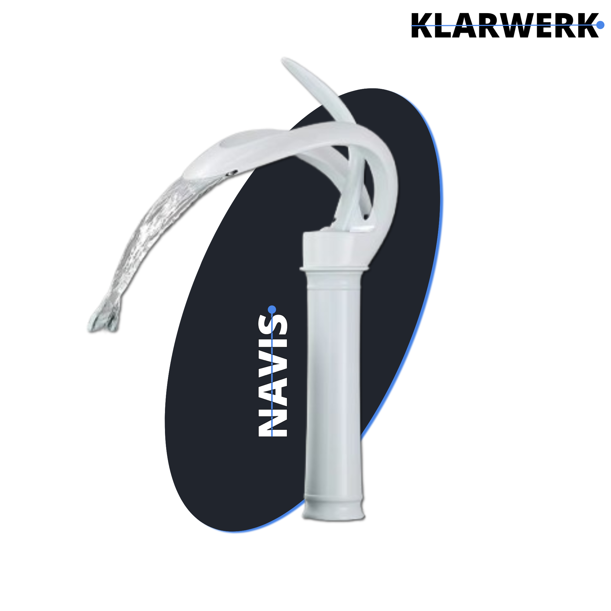 NAVIS | Rubinetto da bagno a cascata di design bianco alto | Elegante  in acciaio inox premium per lavelli alti miscelatore 2 attacchi