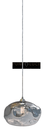 FENICE-F Lampadario a sospensione in vetro 1 luce colore fumè aggancio cromo attacco G9 senza base
