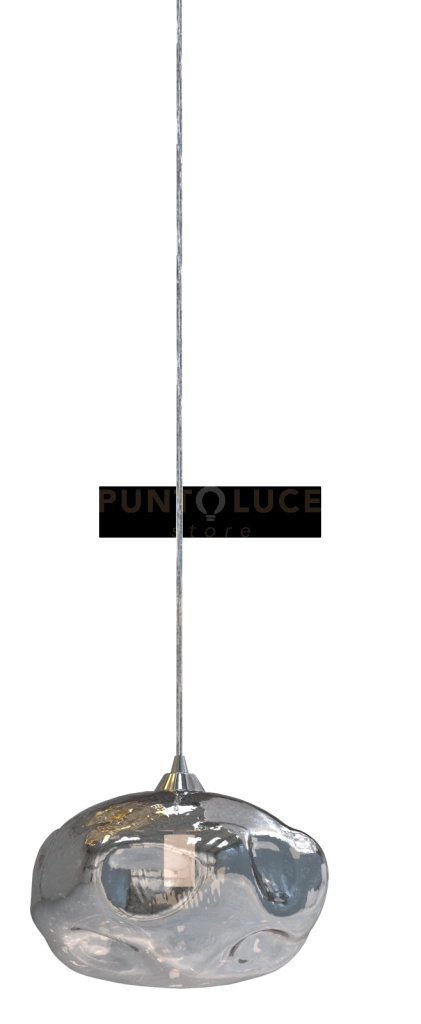 FENICE-F Lampadario a sospensione in vetro 1 luce colore fumè aggancio cromo attacco G9 senza base