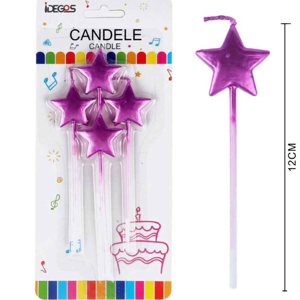 Trade Shop - Candeline Torte Torta Decorazione Stelline Candeline Compleanno Party 4pz -