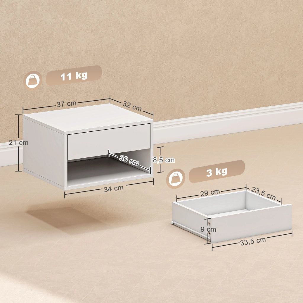 Comodini a muro ¨C Minimal ¨C bianco, 37x32x21 cm