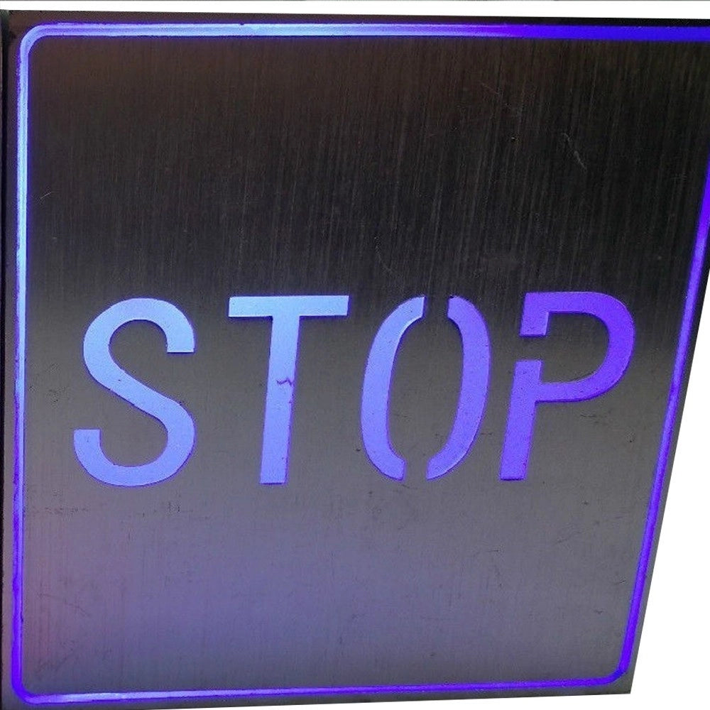 Trade Shop - Insegna Tabella A Led Con Scritta Testo Stop Luminosa Luce Blu Da Parete Muro 1w -