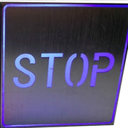 Trade Shop - Insegna Tabella A Led Con Scritta Testo Stop Luminosa Luce Blu Da Parete Muro 1w -
