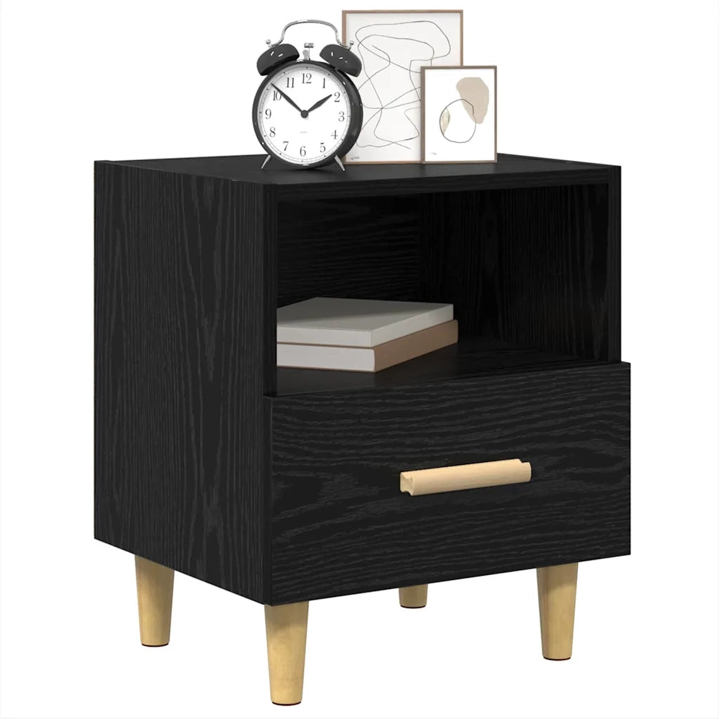 Armadio da Notte con cassetto 2 pcs Rovere Nero 40 x 35 x 47 cm