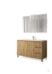 Mobile da Bagno a Terra con Lavabo 100 cm e Specchio Bali Light 2+3 Rovere Miele