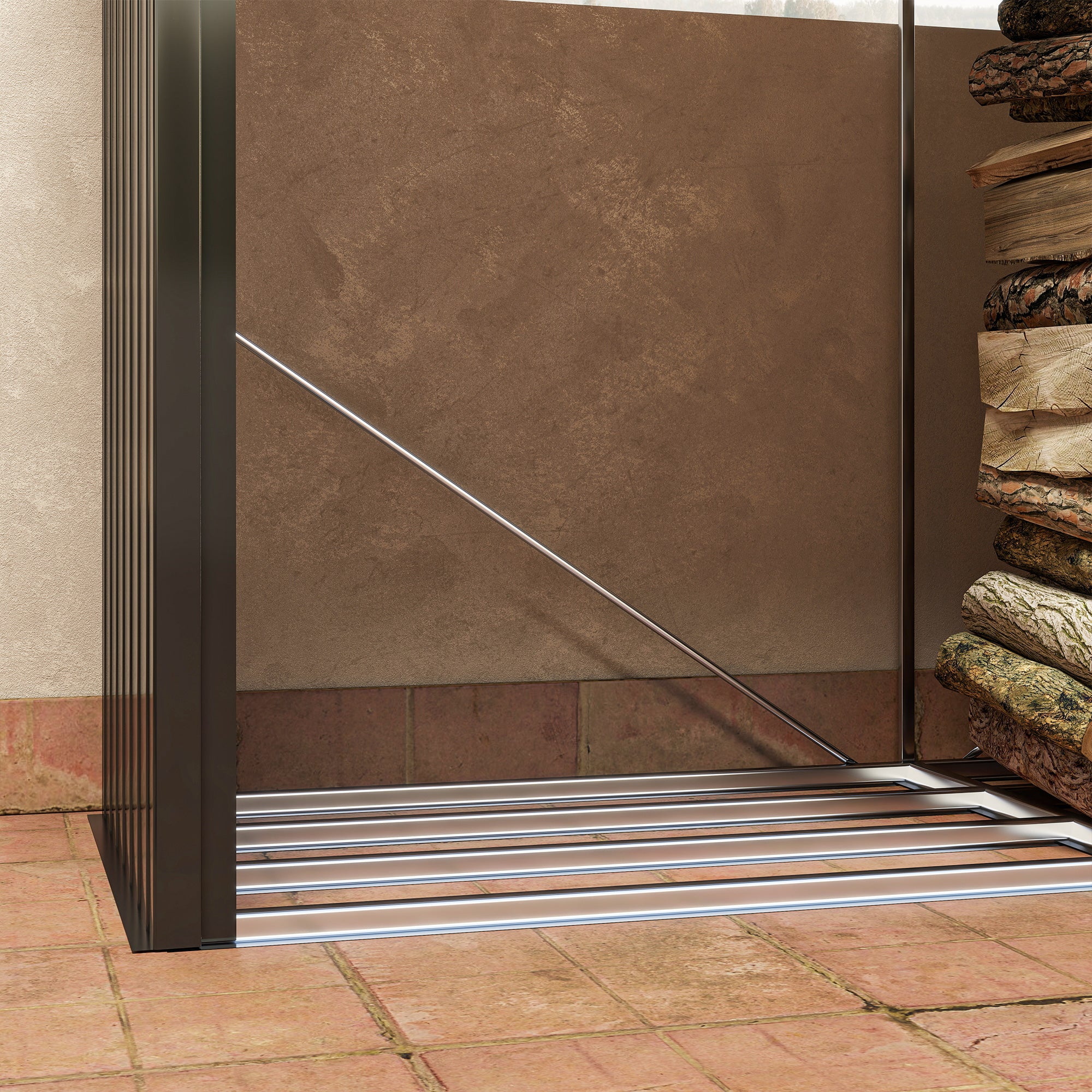 Legnaia con Struttura con Base Rialzata 240x 86x160 cm in Acciaio Galvanizzato Nero