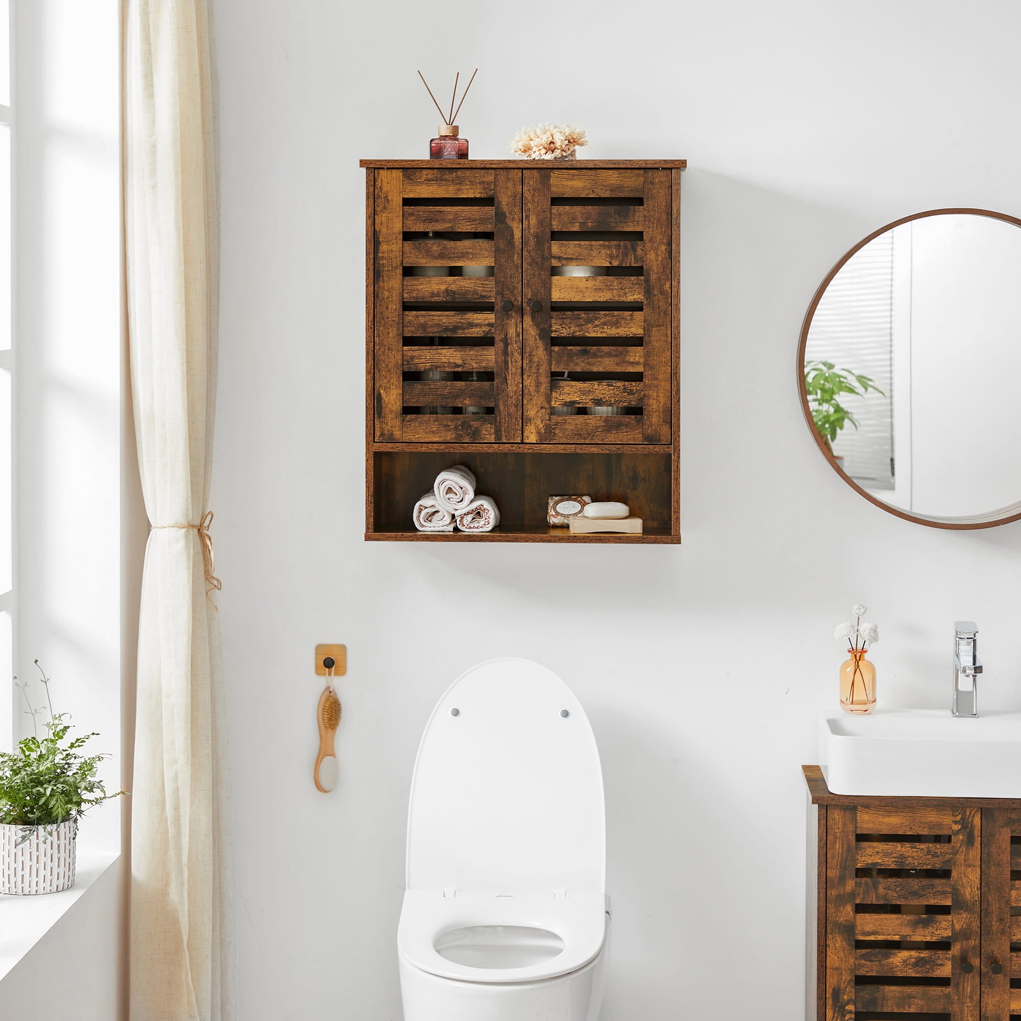 Mobiletto da bagno VALORA rustico marrone per organizzare lo spazio BBK121X01V1