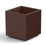 VASO FIORIERA QUADRATO CUBO MATHERIA IN PLASTICA CON RUOTE 50 CM MODERNO Colore: Bronzo