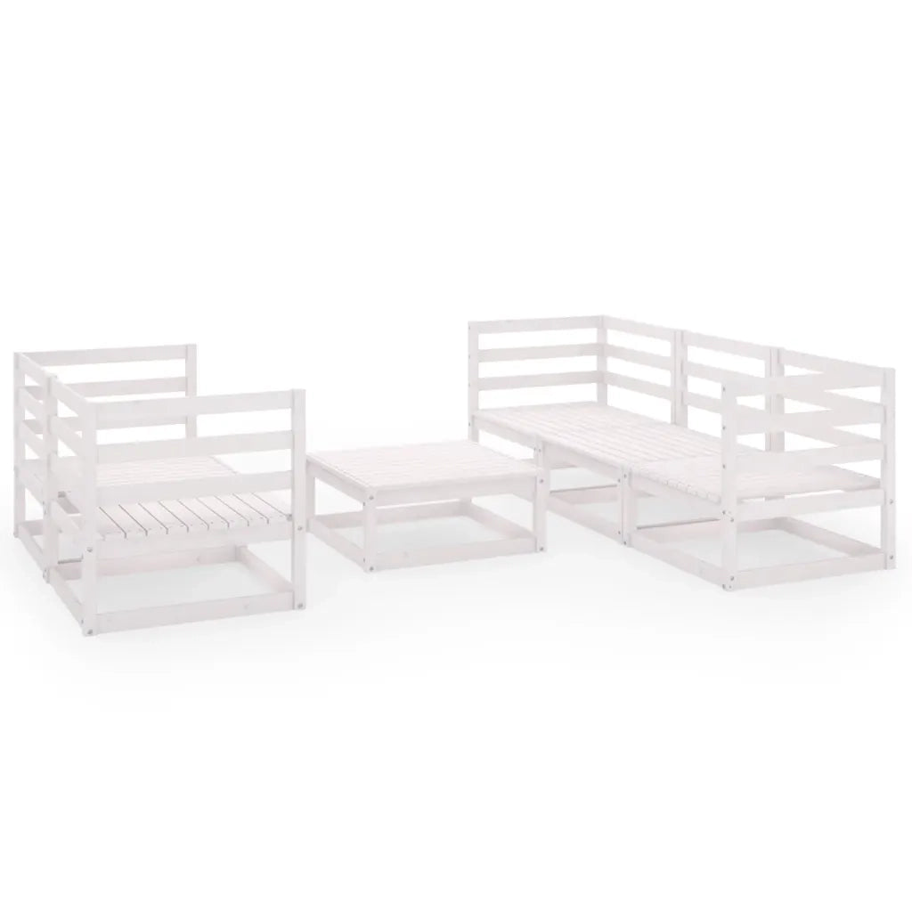 Set Divani da Giardino 6 pz Bianco in Legno Massello di Pino cod mxl 44401