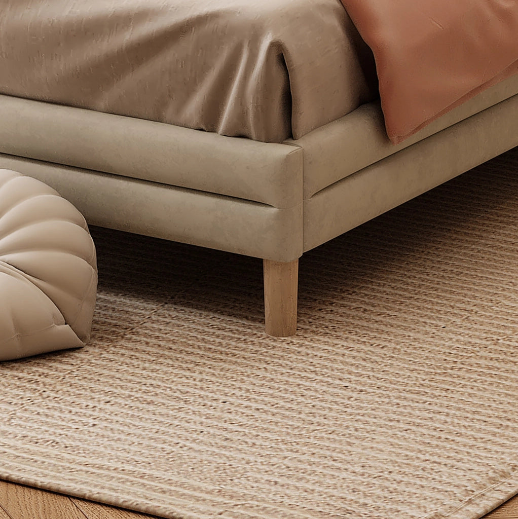 Letto imbottito con testiera a forma di nuvola e luci LED multicolore