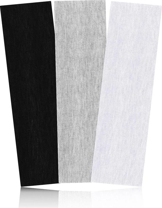 Bandeau Sportivo 3 Pezzi Cinture Elastiche per Palestra Yoga Workout - Bianco Grigio Nero - Estensibili - Per Donne Uomini Ragazze - Cinture per Capelli Trendy