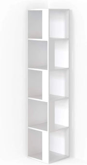 Scaffale angolare Lio, Bianco, 33.3 x 162.2 cm, per riporre libri e decorazioni negli angoli della stanza