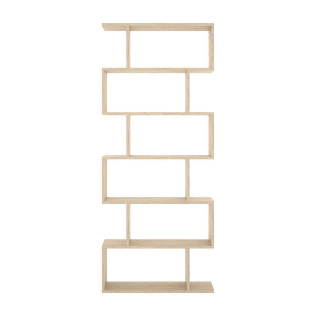 Libreria Dfomme, Mobile portalibri alta bifacciale, Scaffale divisorio con 5 ripiani, Scaffale da ufficio moderno, cm 80x25h192, Rovere
