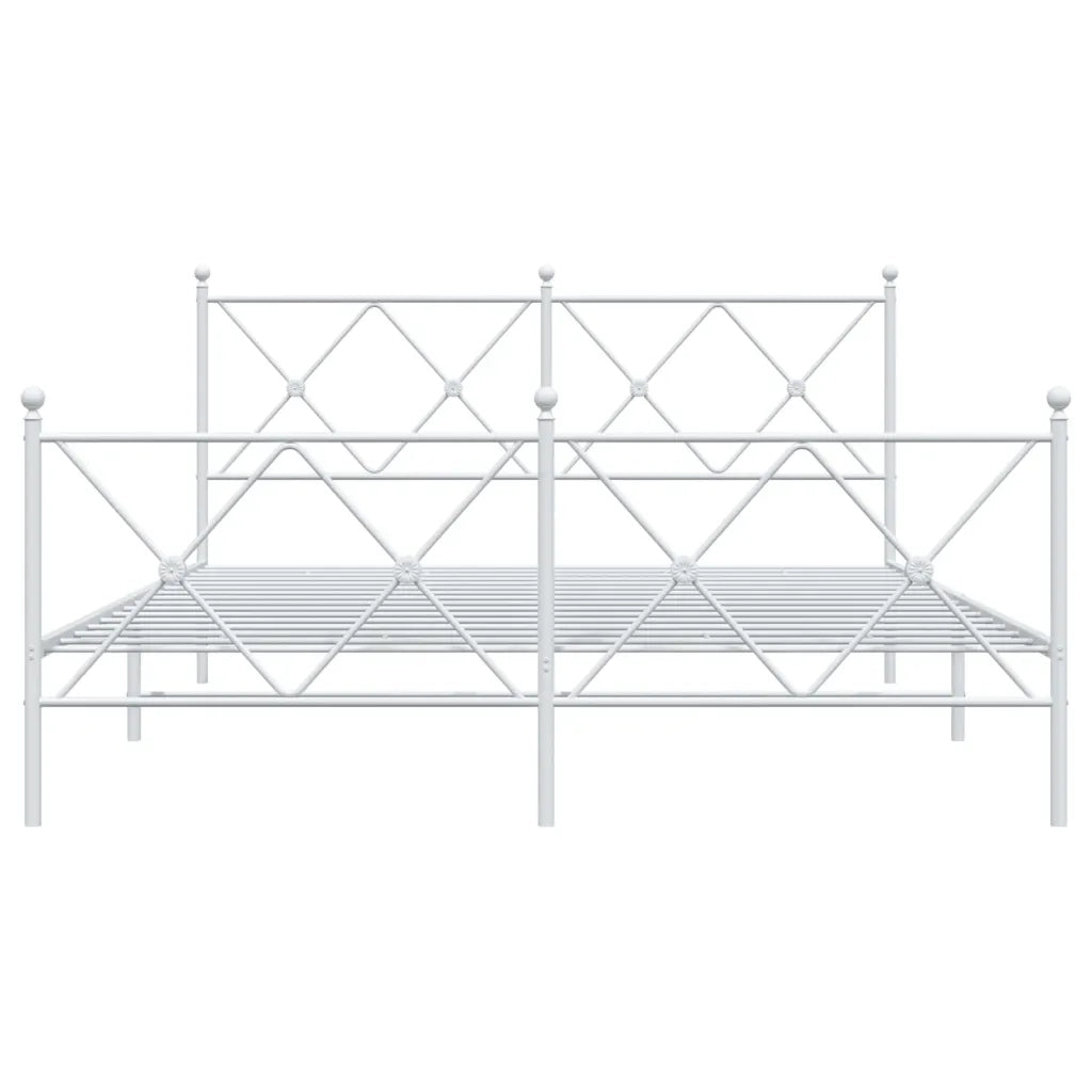 Giroletto con Testiera e Pediera Metallo Bianco 150x200 cm 376571