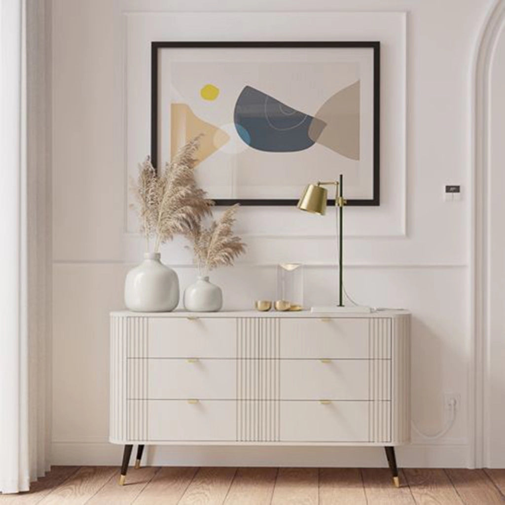 Lanola, Cassettiera 6 Cassetti, 138x40x80h cm Beige Cashmere