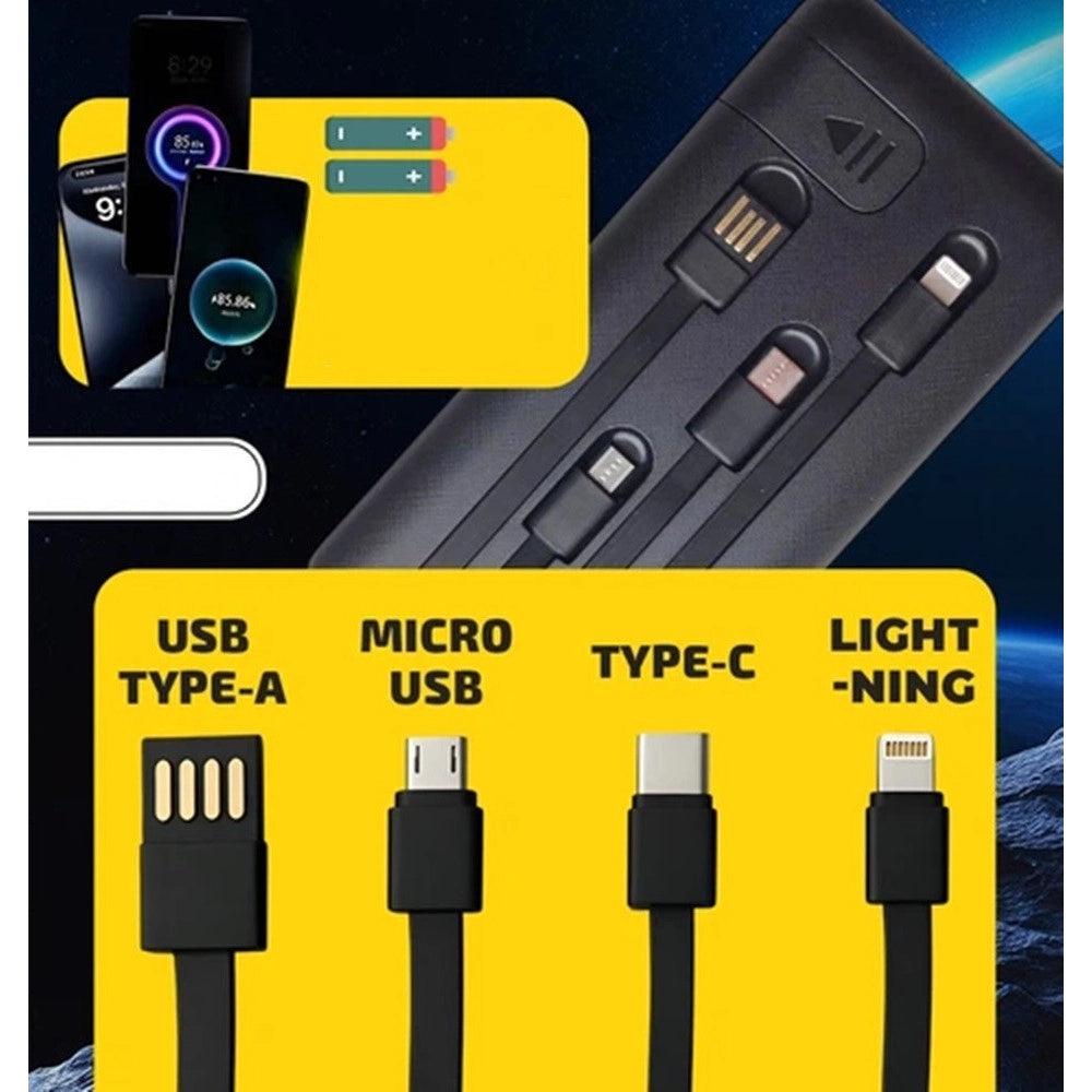 Trade Shop - Power Bank Portatile Q-dc98 12000mah 10,5w 5v/2.1a Con Cavi Integrati Indicatori Led -