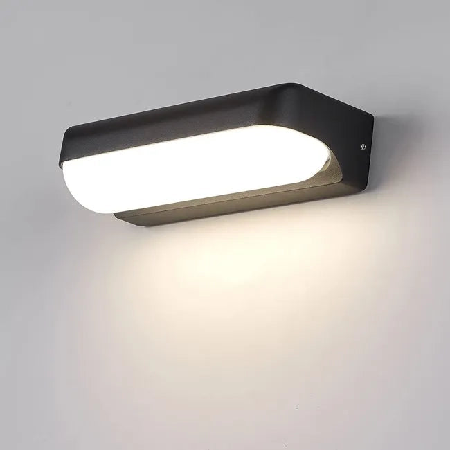 Applique da parete LED 12W da esterno Lampada impermeabile IP65 da muro giardino Nero Luce Fredda 6500k