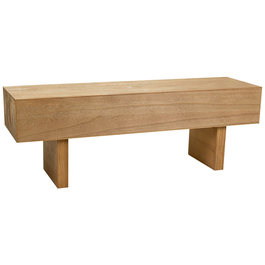 Mobile basso in legno e corda intrecciata marrone 130x36x45h