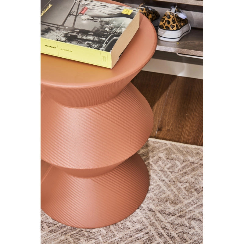 Set di 2 Tavolini Klepsy In Metallo Terracotta Ø 30,5 X H 44,5cm