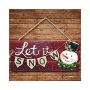 Trade Shop - Dietroporta In Legno Con Scritta E Pupazzo 2 Modelli Decorazioni Natalizie -