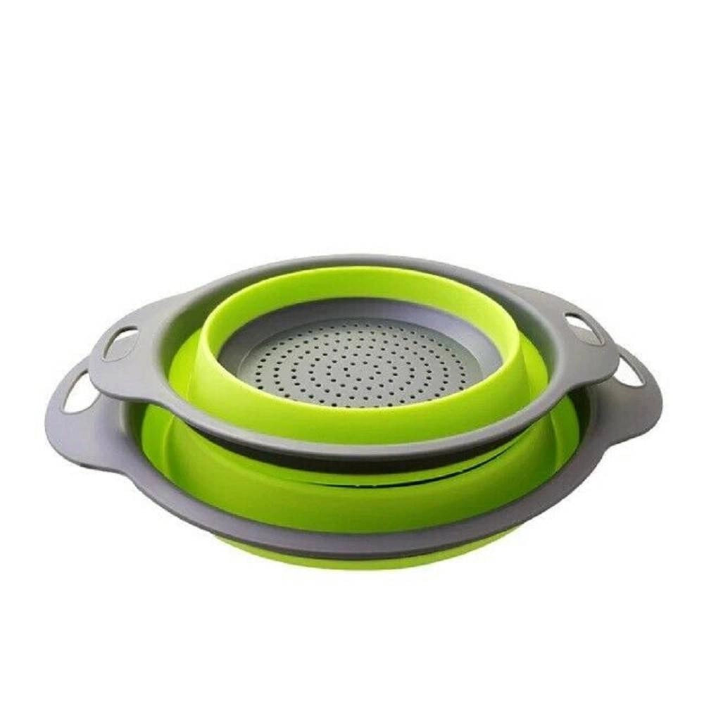 Trade Shop - Set 2 Scolapasta Cestello In Silicone Pieghevole Ripiegabile Multiuso 17 E 22 Cm -
