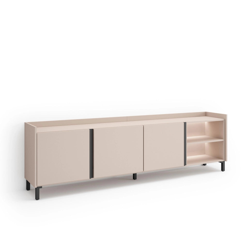 Mobile TV Soggiorno, 207x61x35 cm, Per TV fino a 80", Design industriale, LED, Beige